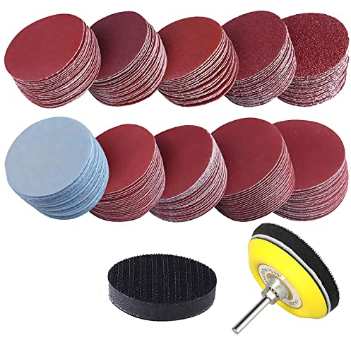 3 Inch 200 Pcs Sanding Discs Pad Kit for Drill Grinder Rotary Tools, Hook and Loop Sandpaper Discs with 1/4 Inch Backer Plate Shank and Soft Foam Buffering Pad (80-3000 Grit)