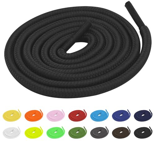 TBOC Lacci Laccetti Stringhe Tondi Nero Laccio [120 cm] Scarpe Sneakers Scarponi Compatibile con Timberland Nike Air Force Jordan Dr Martens Adidas Converse Bambini Adulti Trekking