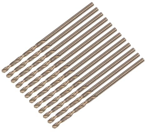 sourcing map 12pcs Jobber Drill Bits 1.5mm Gold Titanium Coated 4341 High Speed Steel (HSS) 135 Degree Split Point Twist Drill Bits for Stainless Steel Metal Plastic Wood