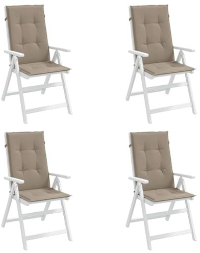 MNISDFL Sitzkissen für den Außenbereich, rutschfestes, verdicktes Sitzkissen Gartenstuhlauflagen für Hochlehner 4Stk. Taupe 120x50x3cm Stoff