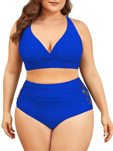 Century Star Bikini damer magkontroll stora bröst baddräkt V-ringad badmode magkontroll bikini set hög midja