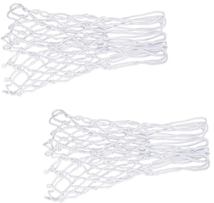 JIHUOO 2 mini reti da basket piccole canestro da basket sostituzione rete 8 loop nylon basket net per bambini attività forniture bianco