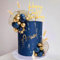 Topper per torta in stile bohémien, con palline dorate e blu, foglie di palma, erba bohémien, per matrimoni, compleanni, feste a tema bohémien, forniture per