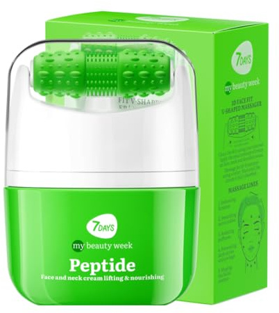7Days Crème Visage aux Peptides + Masseur pour Rajeunissement, Lifting et Hydratation | Raffermit, lisse les rides, antioxydant | Soin anti-âge coréen pour peaux grasses et ridées 40 ml