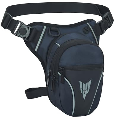 IHIGOGOFA Sac de Jambe Femme Homme Moto Imperméable Multifontion Sacoche de Jambe Tactique Sac Banane pour Randonnée Camping Escalade Voyage Moto Cyclisme Pêche Chasse (Bleu foncé)