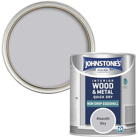 Johnstone's - Quick Dry & Nondrip Eggshell Paint for Wood & Metal - Moonlitsky | Interior | Low Odour, Water-Based Formula, Dry in 1-2 Hours | 12m2 Coverage per Litre | 750ml