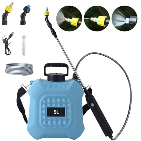 Elektrischer Drucksprüher 5 l/8 l, Gartensprüher mit Sprühflasche, Teleskoplanze, max. 90 cm, 2 Düsen, 2000 mAh, für Unkrautbekämpfung, Sprühreinigung, 5 l