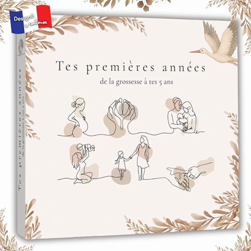 Keep’Love - Livre de Naissance Bébé - Album Photo Bébé à Remplir - Souvenirs Grossesse à 5 Ans - 50+ Photos à Coller - Cadeau Naissance Fille Garçon - Baby Shower - Future Maman - Expérience 5 Sens