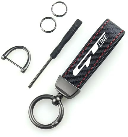 Coche Fibra de Carbono Llaveros para Kia GTline, Reemplazo Keychain Ligero Resistente Hombres y Mujeres Regalo Accesorios,Red