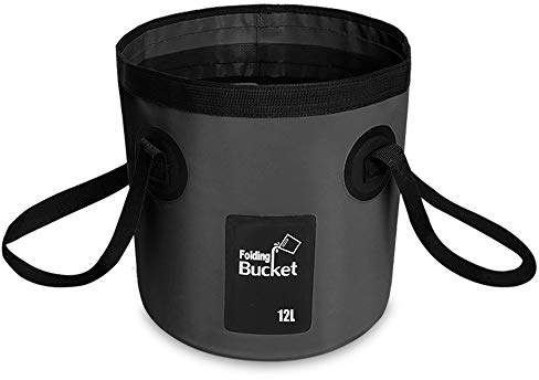 Faltbarer Klappeimer Zusammenklappbarer Eimer (12L) für Outdoor-Aktivitäten, Wandern, Angeln, Reisen, Schwarz für Camping, Garten (schwarz)