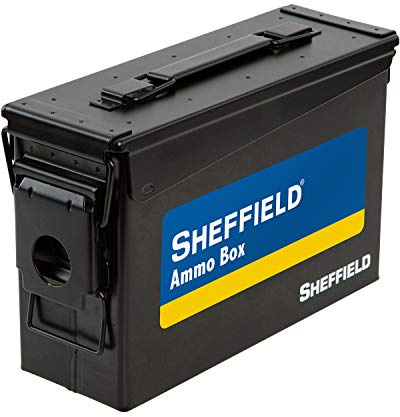 Sheffield 12641 Military Style 30-Cal Ammo Can, Airtight and Water-Resistant Ammo Storage, Heavy Gauge Steel Ammo Cans, Ammo Boxes for Storage, Black