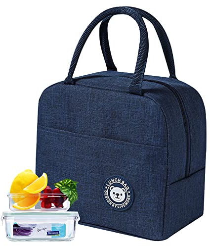 Yzwuyou Kühltasche Klein Lunchtasche Lunchbag Faltbar Thermotasche Wasserdicht Isoliertasche, für Arbeit Schule Unterwegs Office und Picknick (Blau)