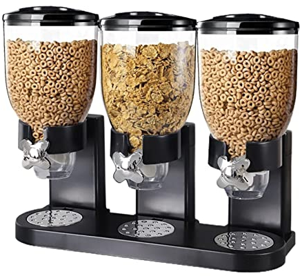 Aanlun Distributore di cereali triplo dispenser per alimenti secchi contenitori per cereali distributore di cereali per cereali triplo dispenser per alimenti, dispenser per caramelle con noci e tre