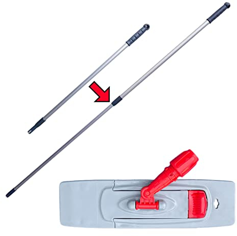G.I.V. - Reinigungstechnik Bodenwischer Teleskopstiel ausziehbar 96-180cm mit gummiertem Handgriff + Klapphalter 40cm, für Wischmopp Microfasermopp, Universalmopp - Wischer für die Bodenreinigung