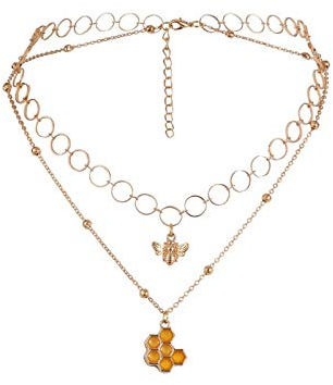 Collier femme fille Silberne runde Ohrringe Temperament weibliche Biene Mesh plattierte Halskette Stereo Halsketten Anhänger Geschenke zum Ostertag