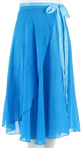 Wuchieal Dance Skirts for Women, Long Chiffon Ballet Skirt, Women's Dance Wrap Skirt with Tie (One Size, Light Blue)