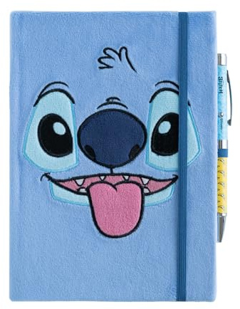 Grupo Erik Cuaderno A5 Stitch punteado- Journaling notebook A5 / Diario personal niña | Bullet journal - Cuadernos tapa dura de Felpa con marcapáginas, 192 págs - Stitch Regalos