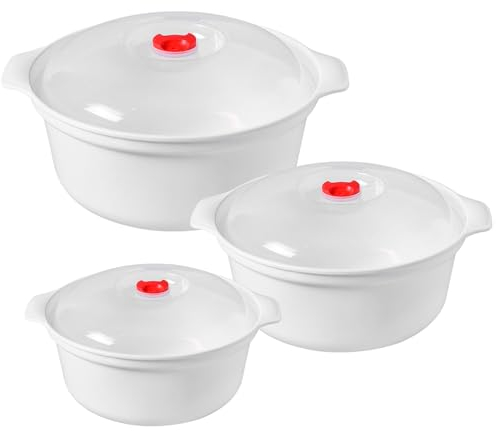 Sporgo Lot de 3 assiettes à micro-ondes avec couvercle : boîtes de conservation pour micro-ondes, avec ventilation, sans BPA, pour chauffage, congélation (2), WLQ-ZN127-SCCJ-2