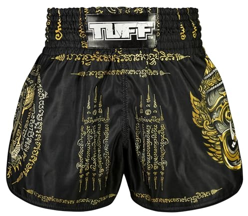 Tuff Sport - Pantaloni Corti da Boxe Muay Thai, Stile retrò, Taglio Sottile Classico, MMA, Kickboxing, Abbigliamento da Allenamento, S