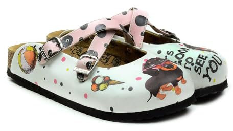 GOBY Clogs Schuhe für Damen – Handgefertigte Premiumqualität - Mädchen- und Damenschuhe für den Alltag - Farbiger Druck - Bequem & Langlebig - Eva-Sohle – Grundschul-Zeichnungen