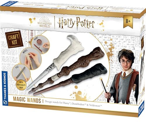 Harry Potter Magic Wands Craft Kit from Thames & Kosmos | Make Replicas of Harry, Dumbledore & Voldemort’s Wands Using Wood, Clay & Paint, Ideal for Fans Ages 8+, Great DIY Activity Gift for All Ages