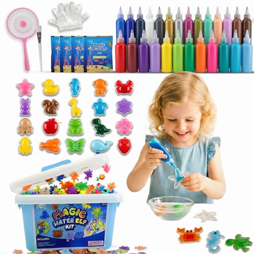Nuvora Magic Water Elf Kit - 53 PCS with 24 Magic Gels and 20 Molds, DIY Toys Squishy Maker Kit - Aqua Fairy Water Gel Kit for Kids Birthday Gifts for Girls Boys Ages 4 5 6 7 8