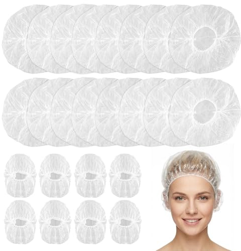 Un set di 100 cappe doccia usa e getta e 100 paraorecchie usa e getta, cuffia da doccia impermeabile, trasparente, per salone, spa, viaggio, hotel, doccia, uso domestico