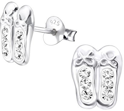 Boucles d'oreilles motif chaussons de ballet en argent sterling avec cristaux brillants