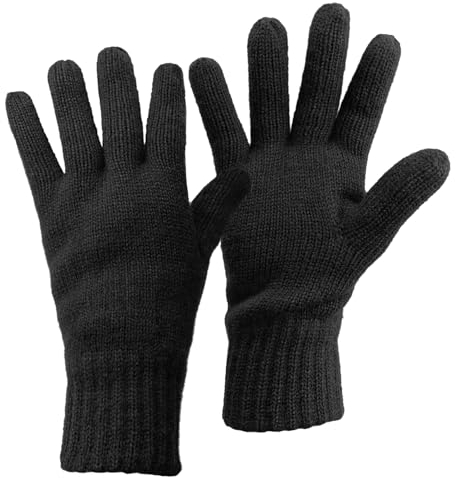 ALPIDEX Thermo Strickhandschuhe Thinsulate Gefütterte Warme Winter Outdoor Sport Feinstrick Handschuhe Strickbund Hautfreundlich Atmungsaktiv Unisex Damen Herren, Größe:L, Farbe:black