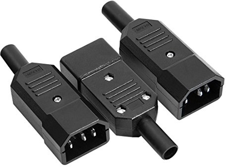 sourcing map 3Pcs AC250V 10A IEC320 C14 Male 3 Terminals Power Socket Adapter Connector