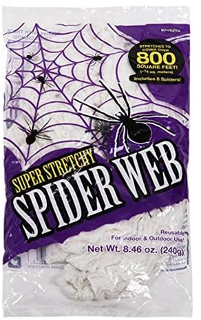 Kangaroo 800 sq. Ft Fake Spider Webs Decorations - Spiderweb Webbing Halloween Cobwebs Decor - Scary Halloween Decor Indoor Outdoor Party Wall, Graveyard Decoration Props - 4 Fake Spiders Included