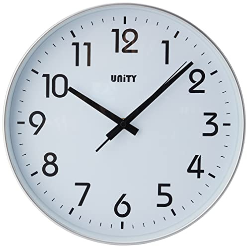Unity Reloj de Pared, Fradley, Barrido Silencioso, Moderno, Plateado, 30 cm