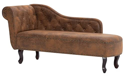 vidaXL Chaiselongue Recamiere Couch Sofa Sessel Chaise Relaxliege Loungesofa Schlafsofa Liege Liegesessel Schlafcouch Bettsofa Braun Wildleder-Optik