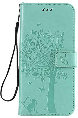 Thoankj Samsung Galaxy A51 Phone Case Shockproof PU Leather Flip Wallet Cases Cat & Tree with Stand Magnetic Card Slots Holder Gel Bumper Folio Slim Fit Protective Cover for Samsung Galaxy A51 Green