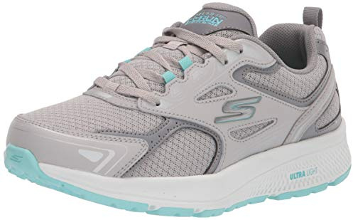Skechers Women's Go Run Consistent Sneaker, Gray/Turquoise, 6 Wide