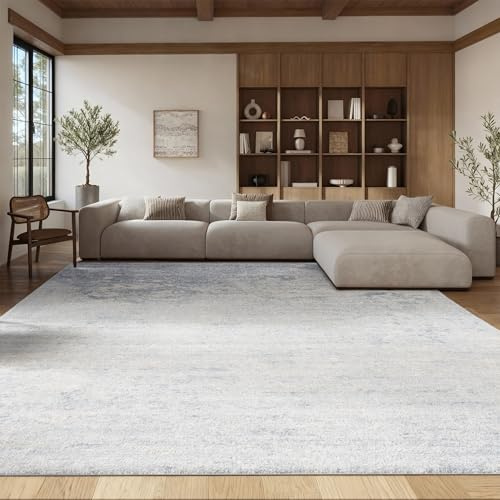 SAFAVIEH Brentwood Collection 8' x 10' Ivory/Grey BNT822A Modern Abstract Non-Shedding Living Room Bedroom Dining Home Office Area Rug