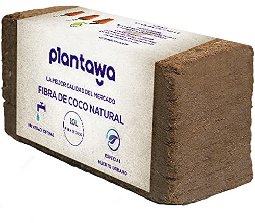 PLANTAWA Fibra de Coco 10L, Bloque de Sustrato de Coco, Fibra de Coco Natural, Tierra para Plantas Uso Huerto Urbano Terrario Plantas Exterior Turba para macetas