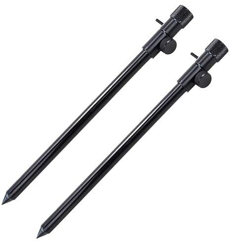 Fishing Bank-Stick Set Angeln - 2 Stück Teleskop Rutenständer 25-40cm Aluminium - für Rutenauflagen Buzzerbars & Mehr