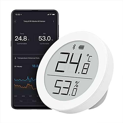 Qingping Temperatur- und Feuchtigkeitsmonitor Mi Home Version, Indoor Digital Bluetooth Thermometer Hygrometer für Heimat Zimmer mit E-Ink-Anzeige
