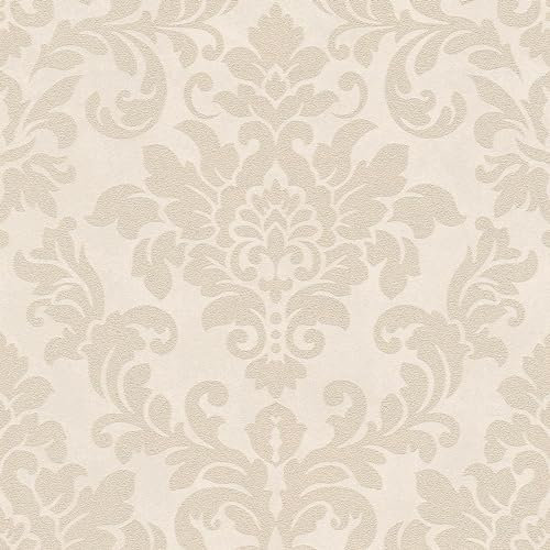 Barocktapet Profhome 372703-GU fibertapet lätt strukturerad glittrande beige krämfärgad guld 5,33 m2