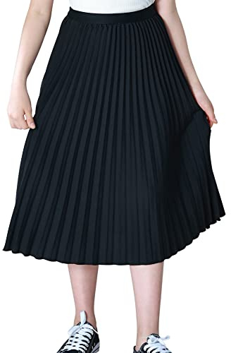 Happy Cherry Ragazze Gonne Lunghe a Pieghe Bambina Gonna Plissettata a Vita Elastica Alta con Linea ad A Maxigonna Estiva Elegante per Cerimonia Festa Quotidiane