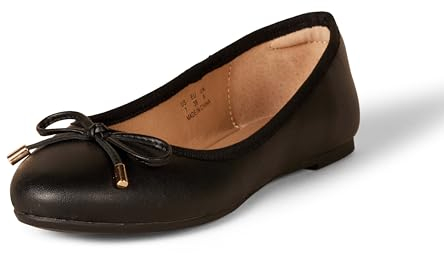Amazon Essentials Women's Billie Ballet Flats, Black, 9 UK