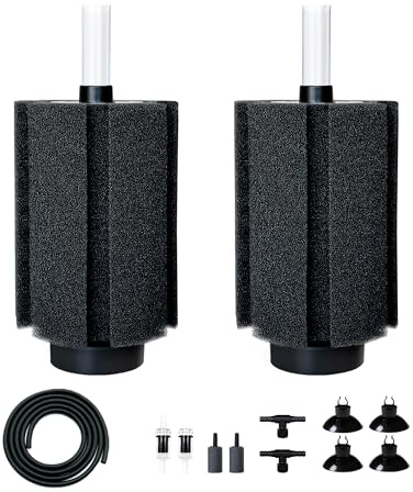 DVHEY 100-120 Gal Large Aquarium Sponge Filter with Air Stone and Ceramic Media,2 Pack Quiet Fish Tank Filters fit Breeding Fry Betta Shrimp Fish Tank