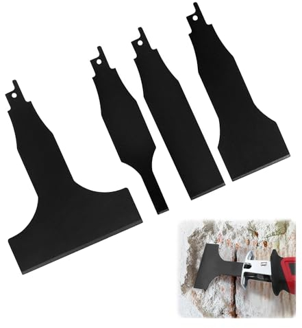 4 Stück Säbelsäge Ersatz Elektroschaber Klingen, Reciprocating Saw Scraper Blade, Fliesenreinigungswerkzeuge für Betonböden, Wandreinigung, Metallentrosten