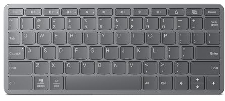 Lenovo Multi-Device Wireless Keyboard, tastiera Bluetooth® e USB-C per Tablet/PC/Smartphone, compatibile con Android™/Windows/iPadOS, design ultra-slim, batteria ricaricabile fino a 60 ore - Grigio