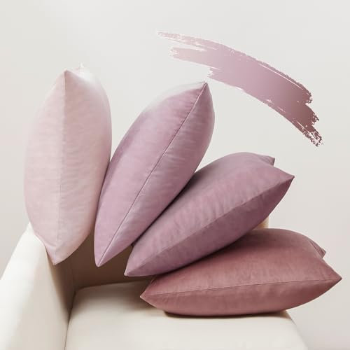 Softalker Kissenbezug 40x40 Rosa Pink Samt 4er Set Kissenhüllen Kissenbezüge Sofakissen Couchkissen Dekokissen Deko Sofa Wohnzimmer Schlafzimmer Party Garten Esszimmer Hotel Mädchenzimmer
