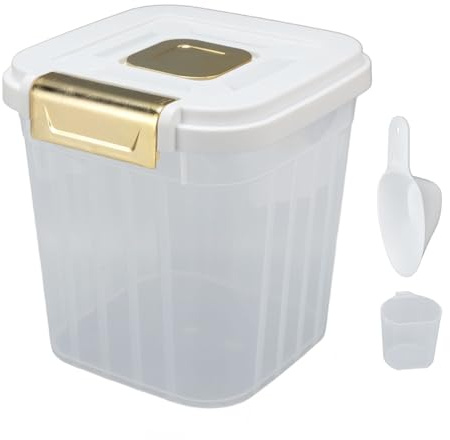 Risdispenser, Risförvaringsbehållare Mjöl Sockerförvaringsbehållare Förtjockad Kornrisförvaringsbehållare Risbehållare för Köksskafferi (Vit 5 kg / 11 lb)