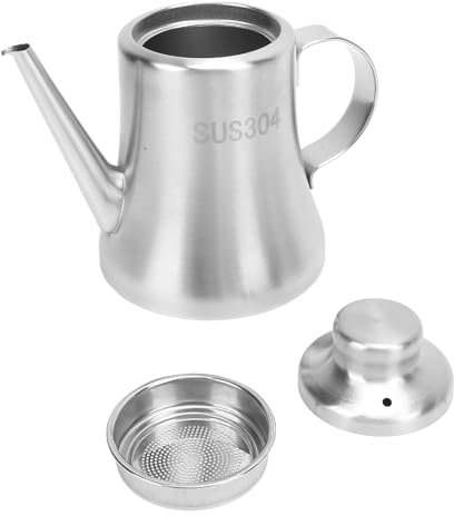 Filtro de Aceite de Acero Inoxidable, Separador de Grasa de Aceite, Lata de Almacenamiento de Aceite de Cocina con Colador Extraíble y Tapa Ajustada, para Cocina (24OZ)