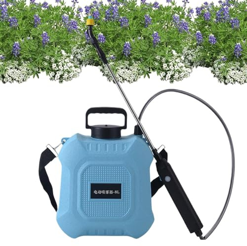 Spruzzatore elettrico da giardino, pompa 'acqua per prati da 5 l/8 l, ugello regolabile, bacchetta retrattile, design con tracolla, serbatoio forte a prova di perdite, ideale per cortile, e