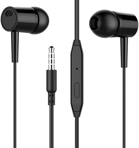 ZIDDAR Auriculares de música para juegos de 3,5 mm con micrófono integrado, teléfono celular, computadora, cancelación de ruido, auriculares intrauditivos con micrófono